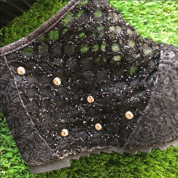 Jeffrey Campbell Style Health Goth Black Sheer Platform Slip-On Wedges 9/39 - Picture 2 of 7